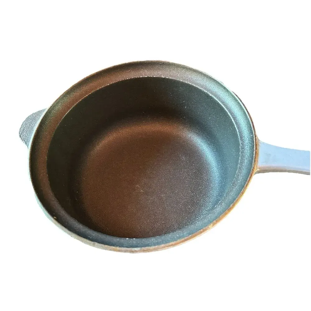Vintage Le Creuset Cast Iron Saucepan Blue Open Handle #18 No Lid France 2